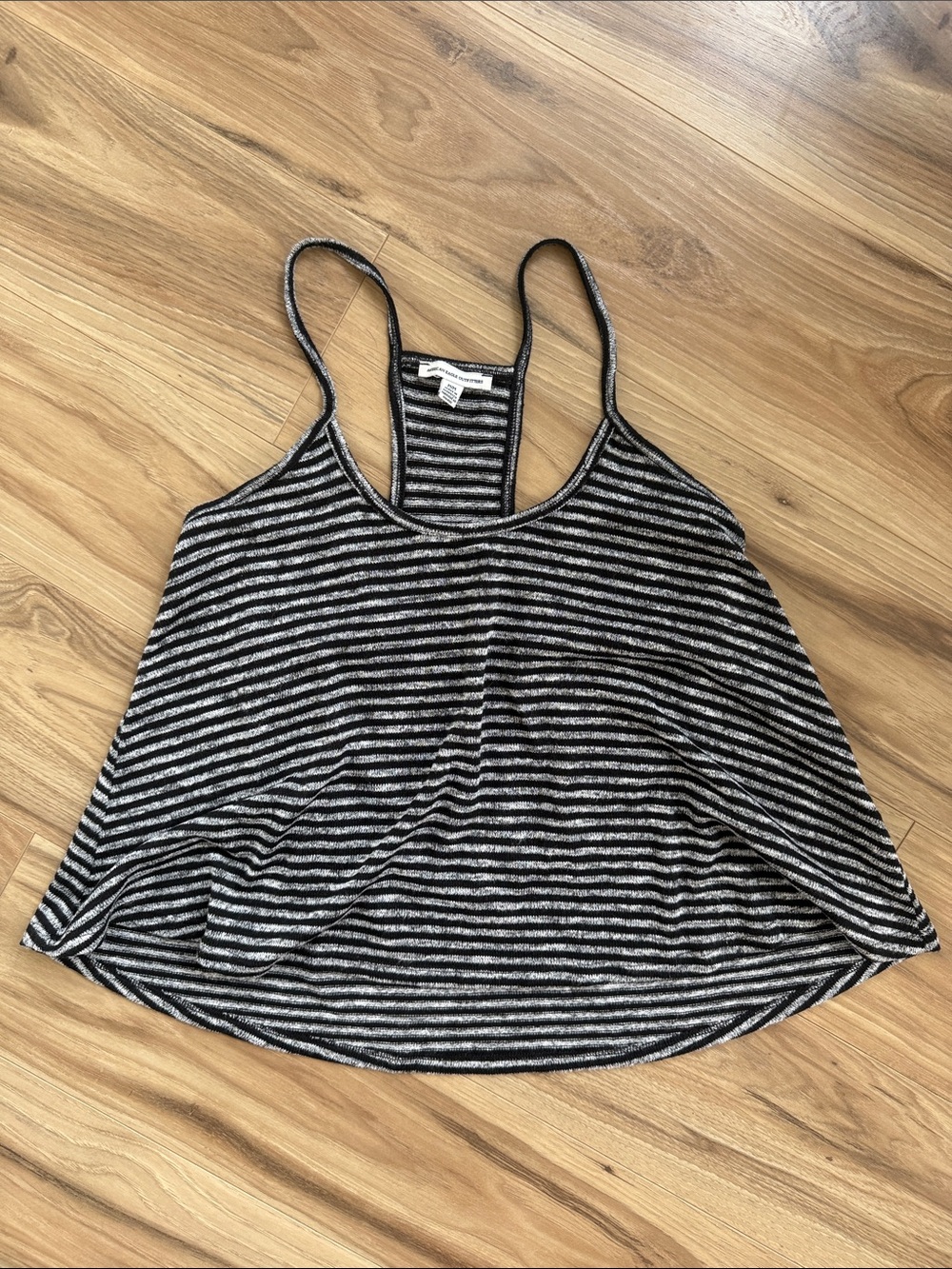 American Eagle Outfitters Black & White Striped Racerback Tank
